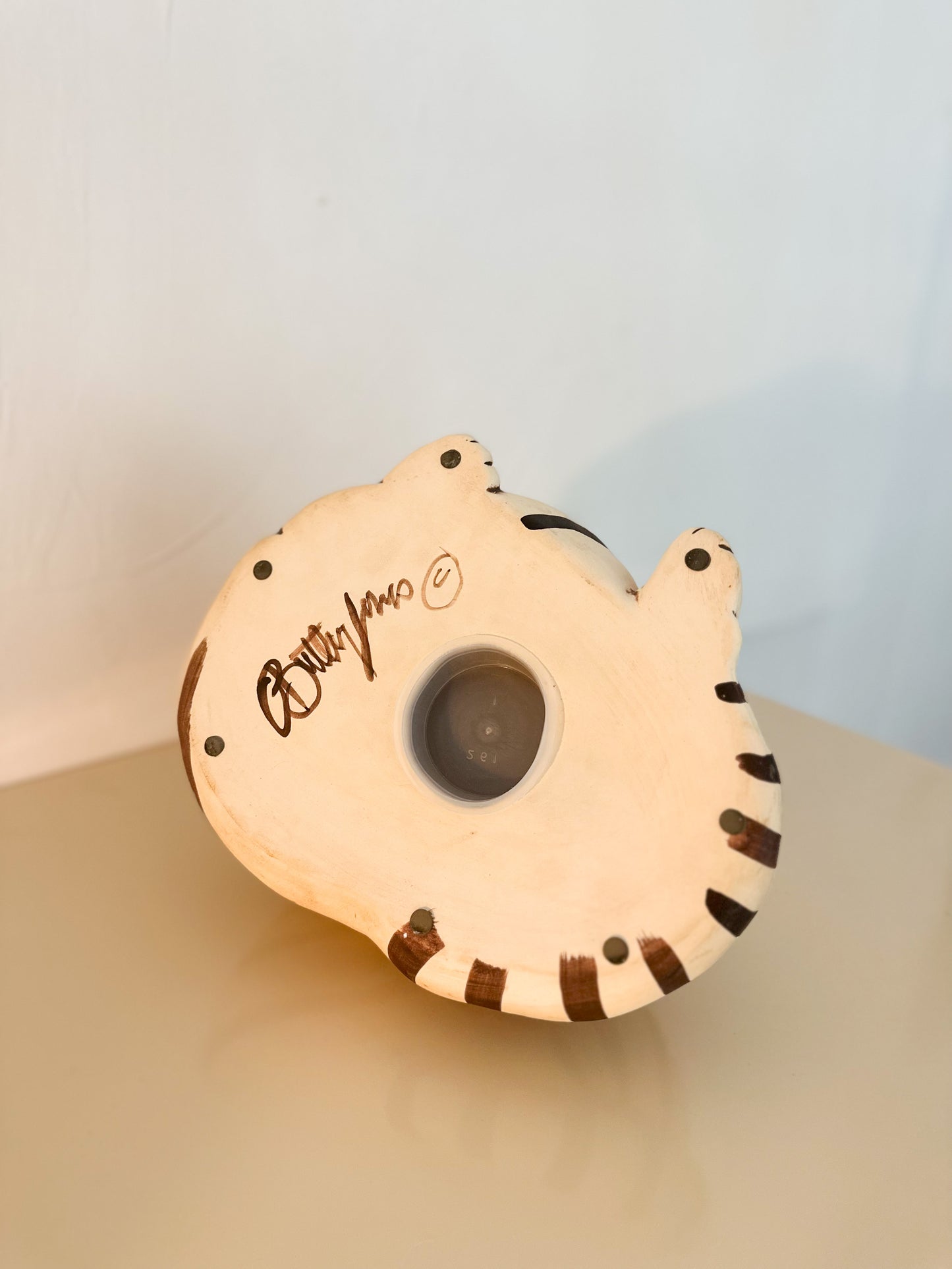 1980s C. Butler Jones Signed "Fat Cat" Ceramic Piggy Bank