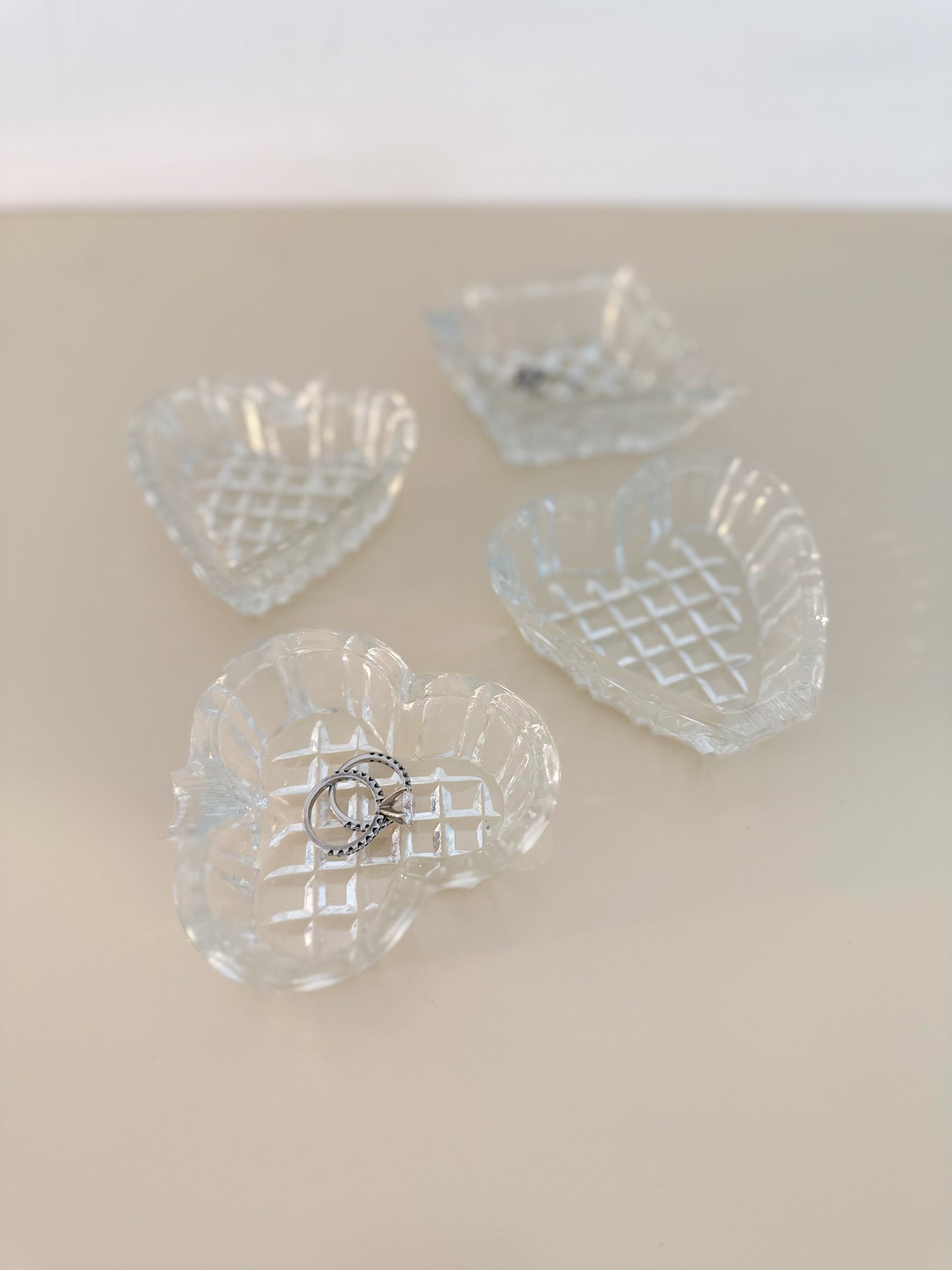Crystal Card Suit Ashtrays / Ring Holders - Set of 4