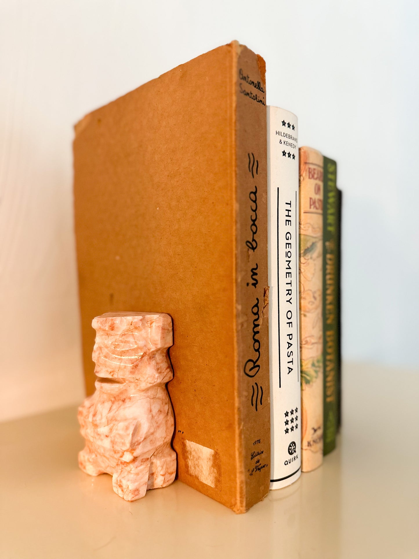 1970s Pink Marble Aztec Bookends - a Pair