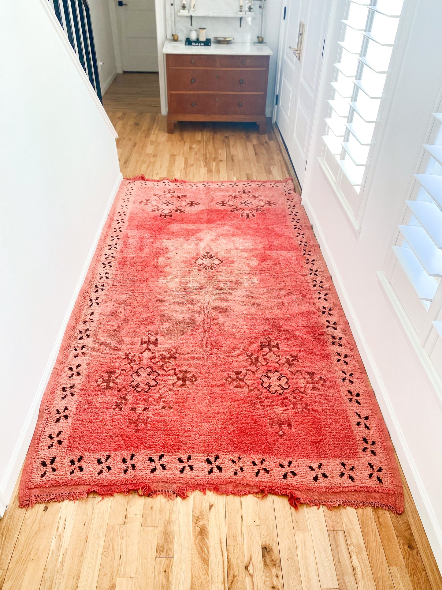 1990s Vintage Handwoven Wool Moroccan Berber Rug