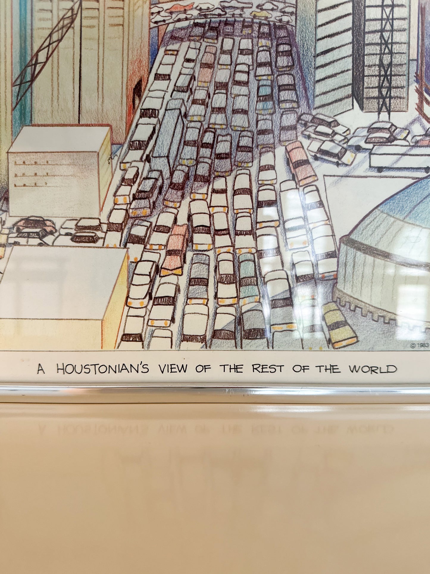 1983 "A Houstonian's View of the Rest of the World" Framed Poster