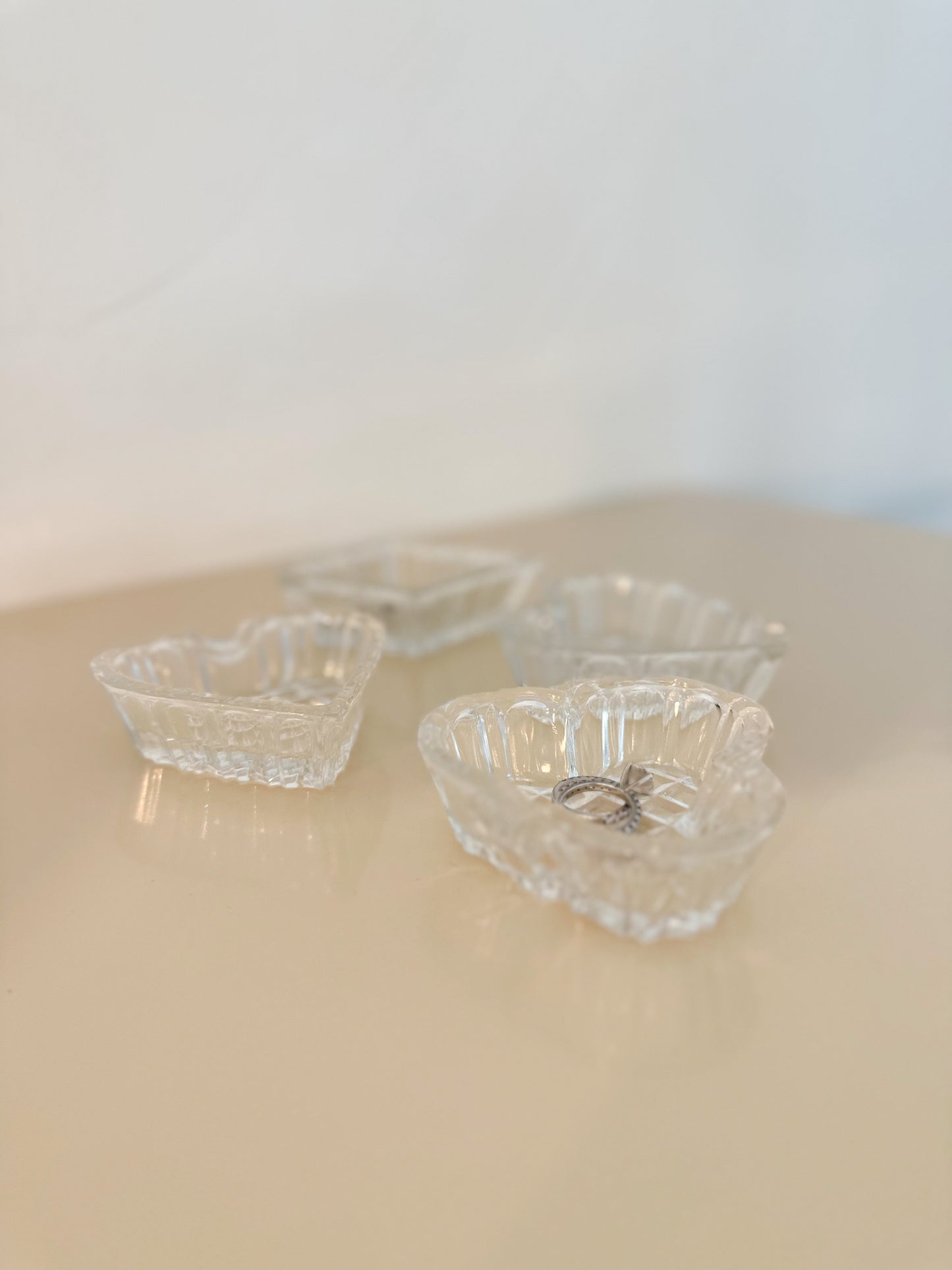 Crystal Card Suit Ashtrays / Ring Holders - Set of 4