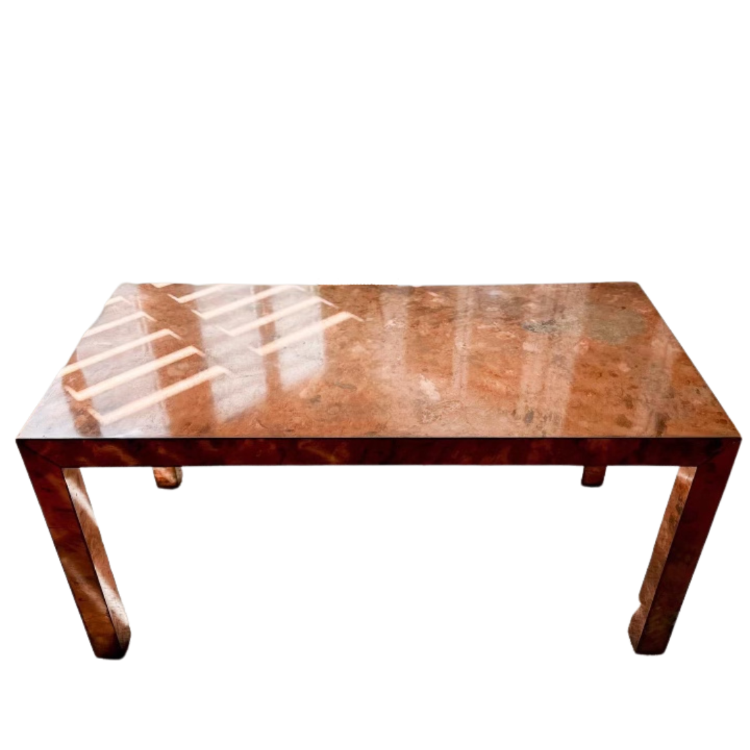 1980's Copper Wrapped Parsons Style Desk, Studio Made