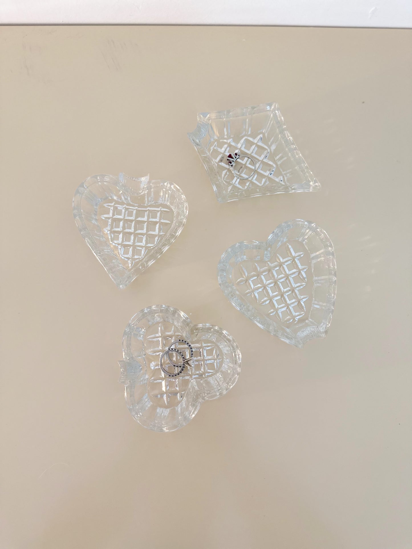 Crystal Card Suit Ashtrays / Ring Holders - Set of 4