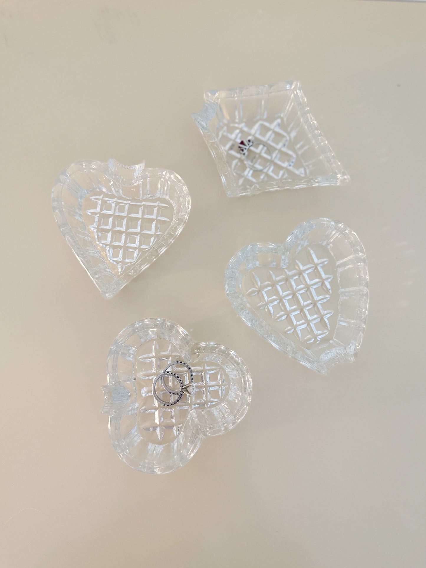 Crystal Card Suit Ashtrays / Ring Holders - Set of 4