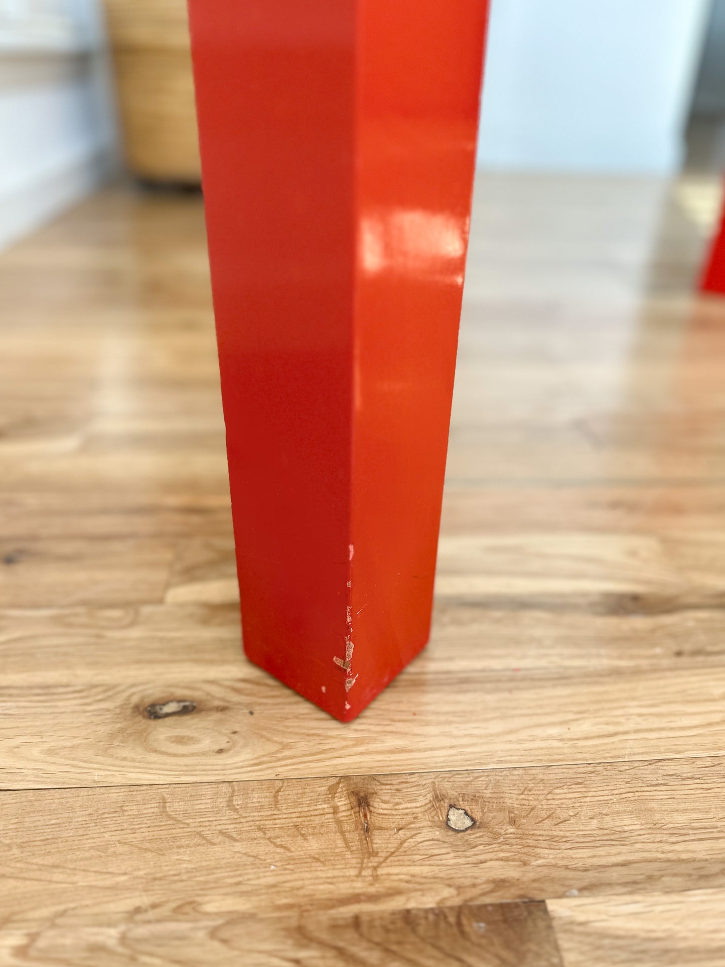 1980s Red Lacquered Parson's Style Table