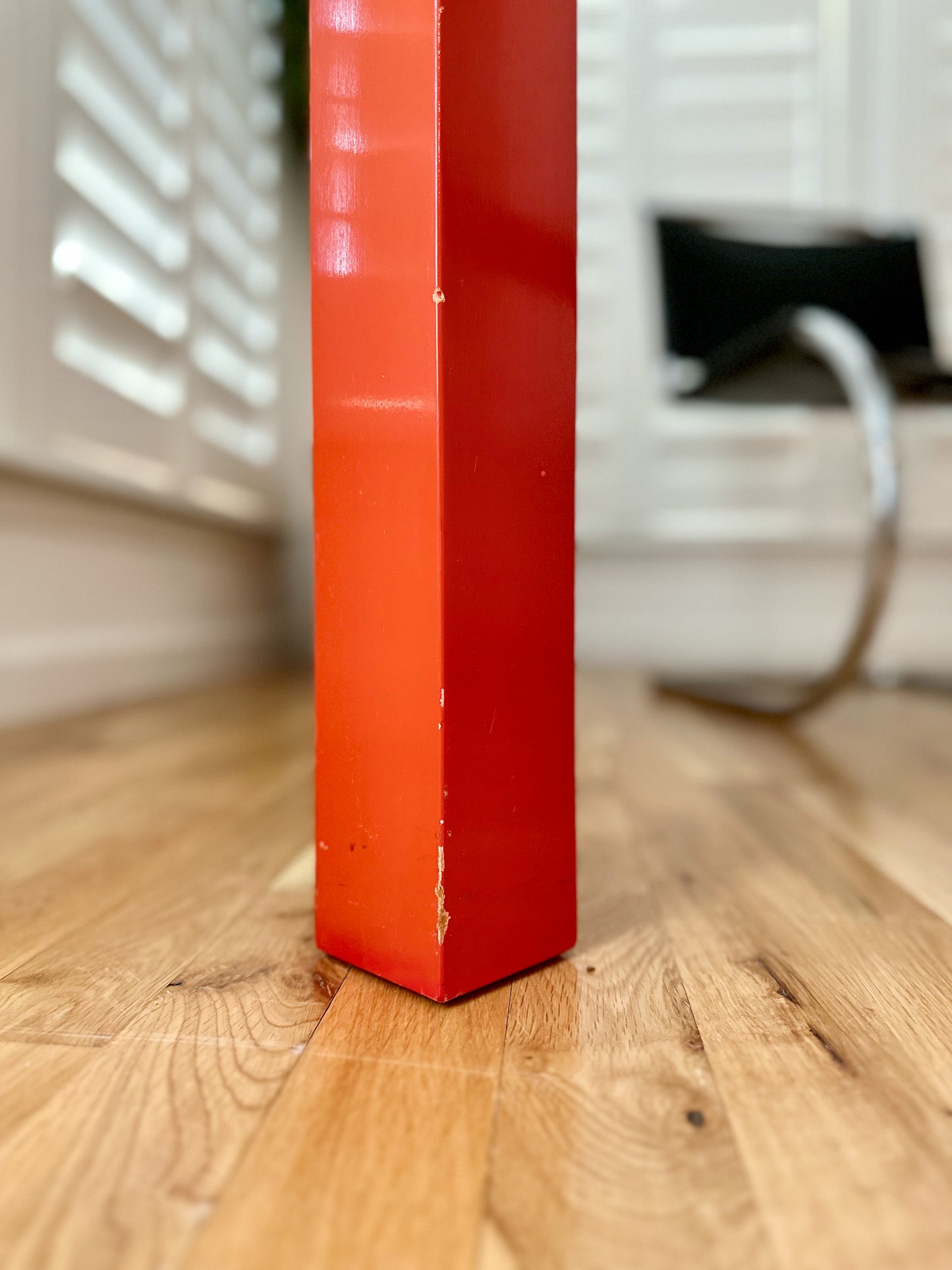1980s Red Lacquered Parson's Style Table
