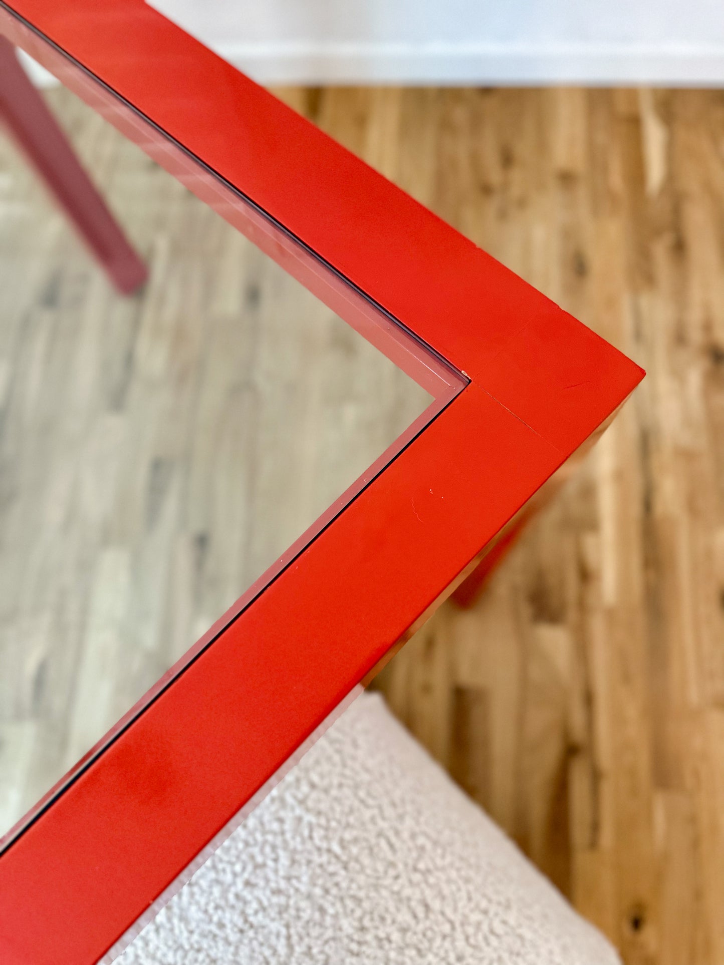 1980s Red Lacquered Parson's Style Table