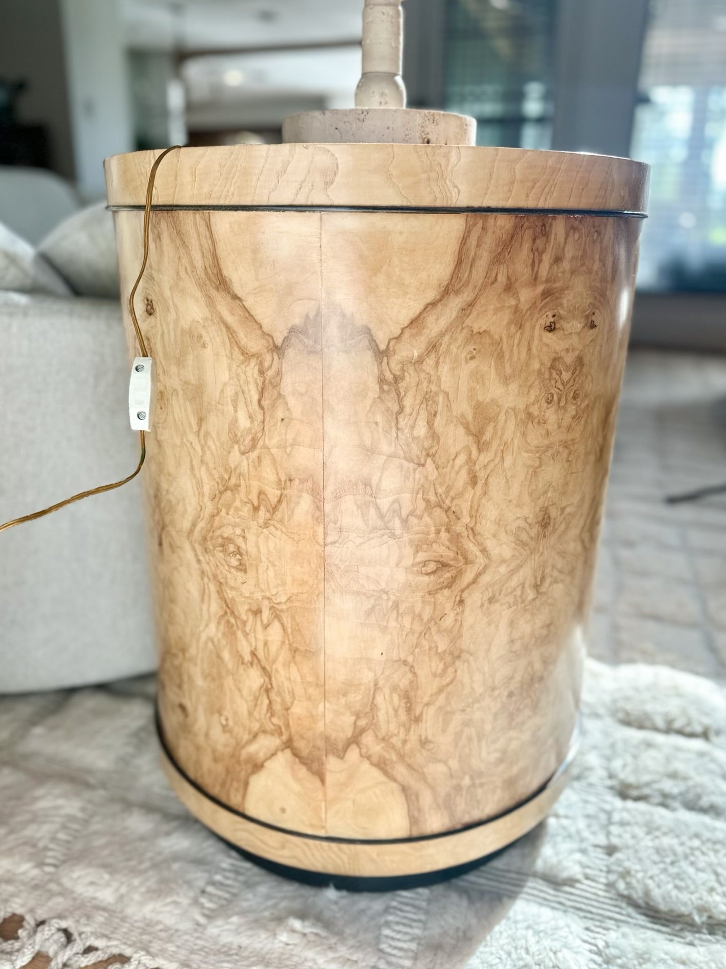 1980s Heneredon 'Scene Two' Burlwood Drum Side Table
