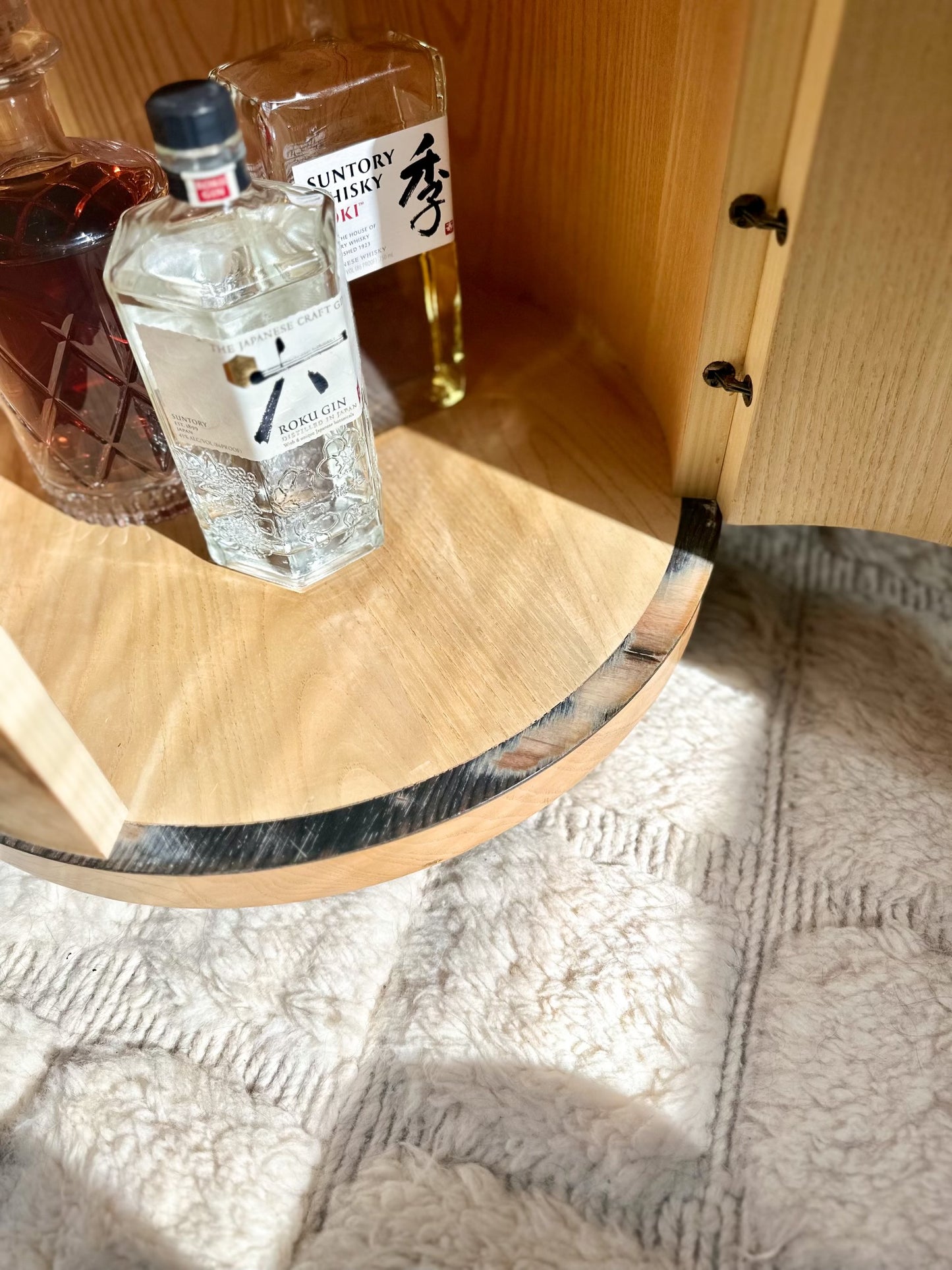 1980s Heneredon 'Scene Two' Burlwood Drum Side Table