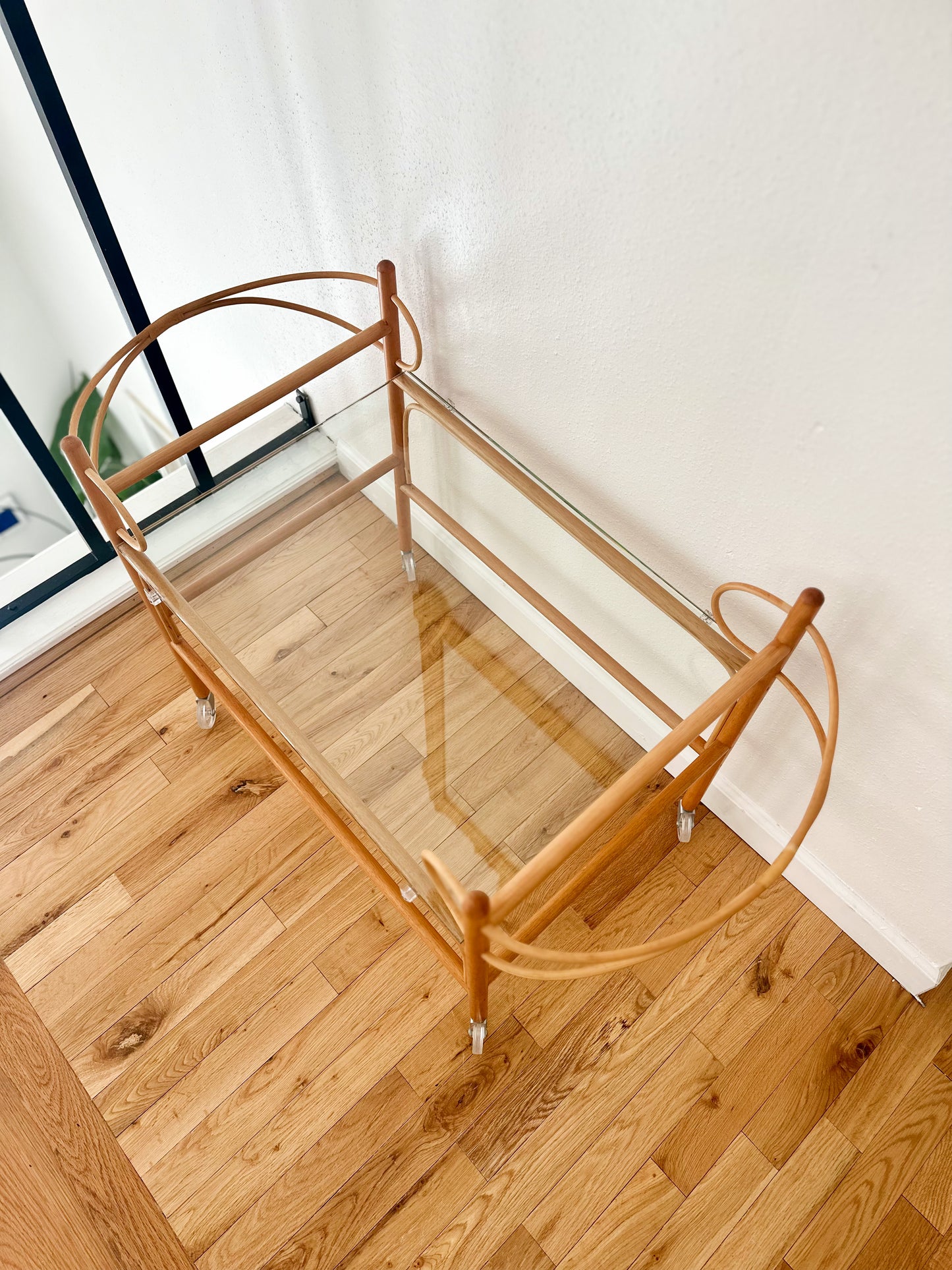 1970s Sculptural Pencil Reed Bar Trolley
