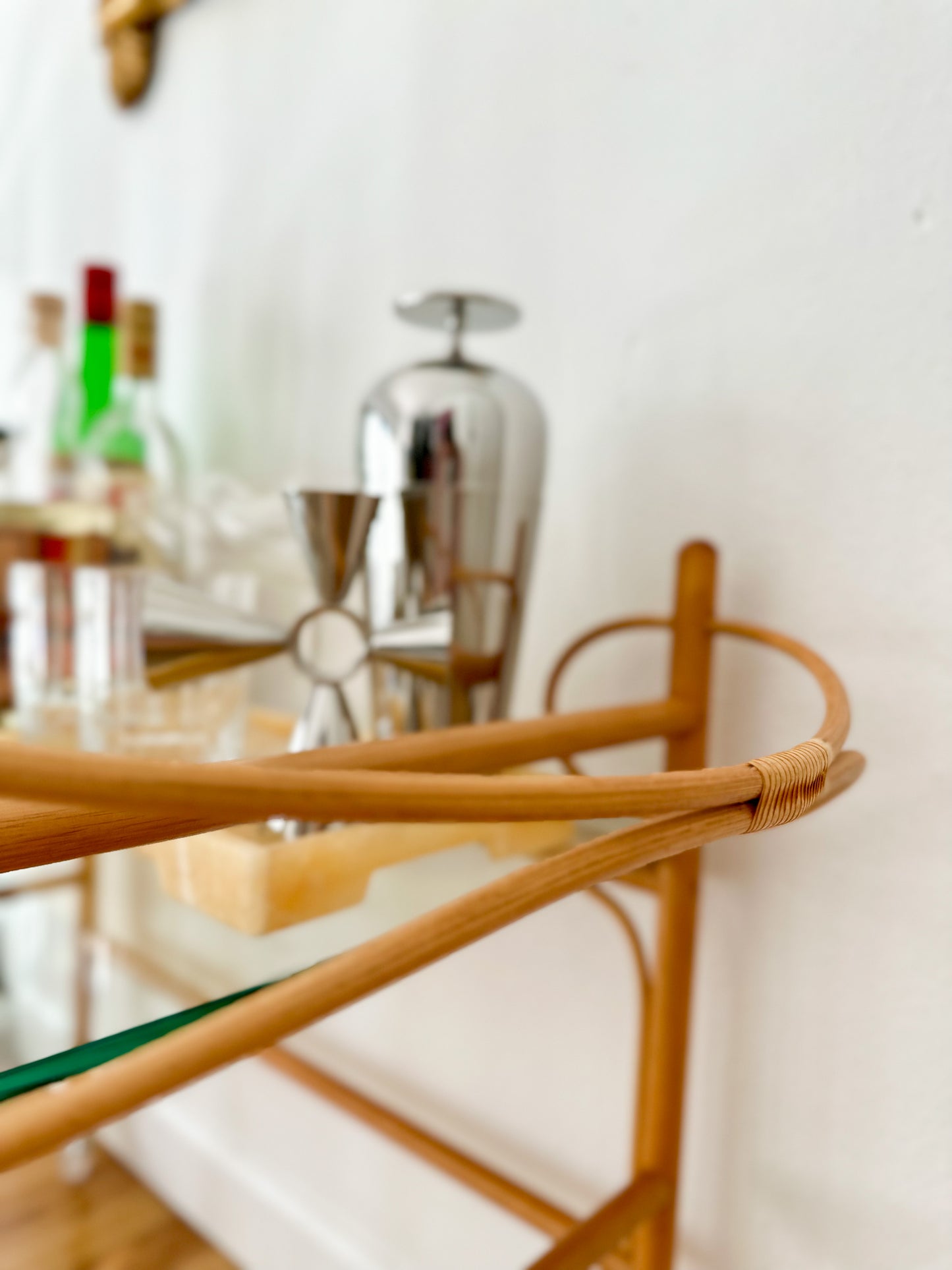 1970s Sculptural Pencil Reed Bar Trolley