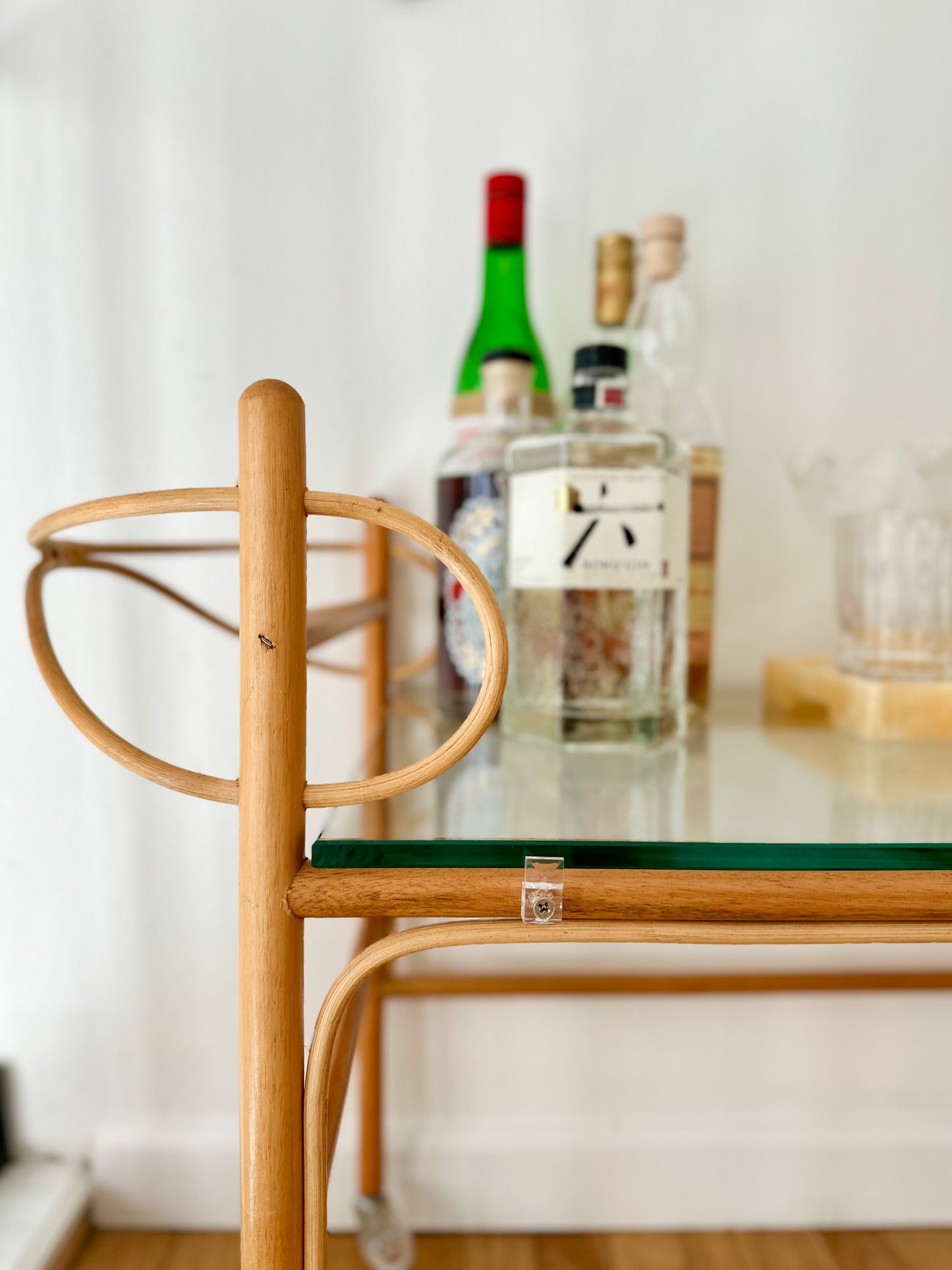 1970s Sculptural Pencil Reed Bar Trolley