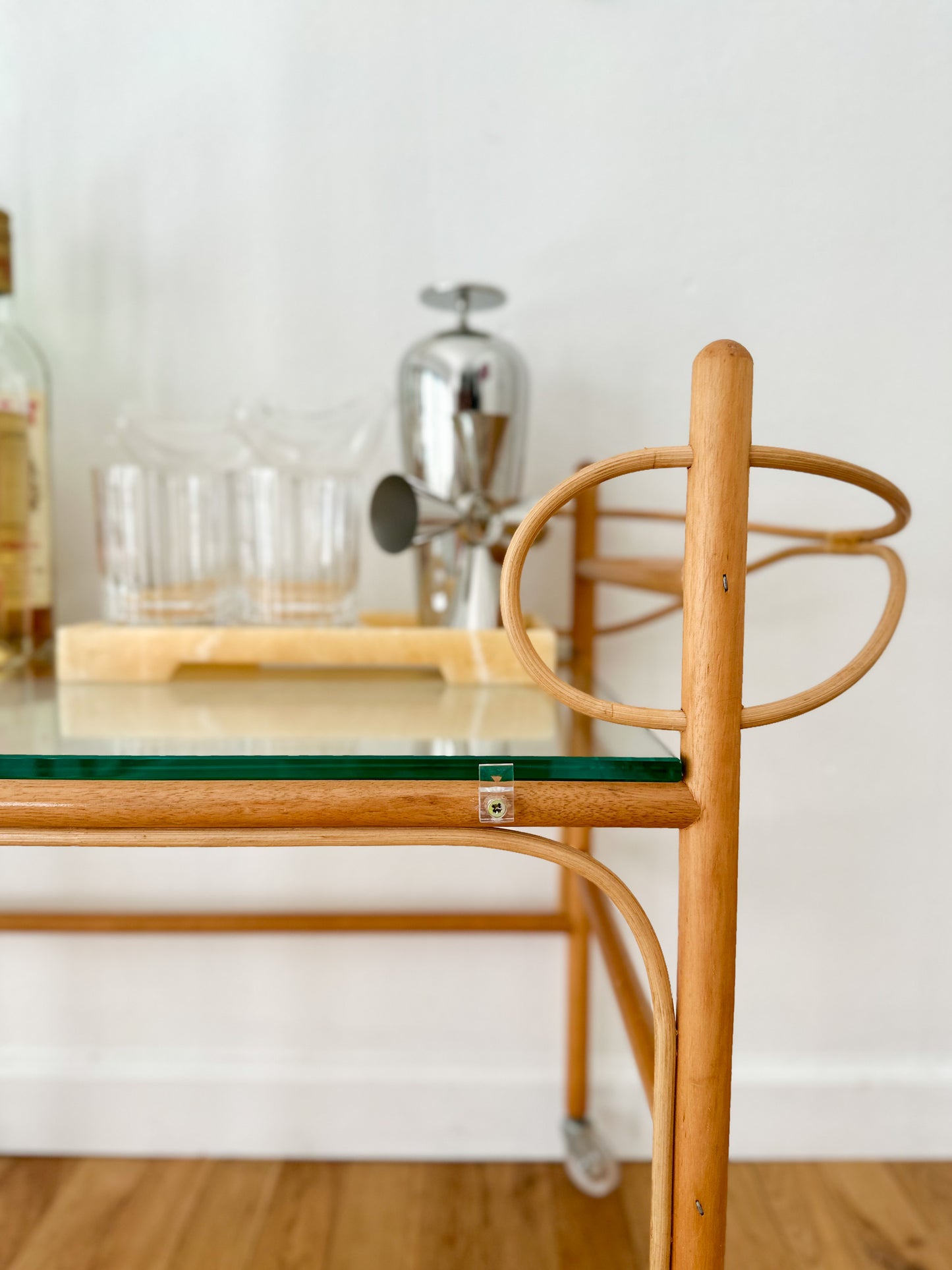 1970s Sculptural Pencil Reed Bar Trolley