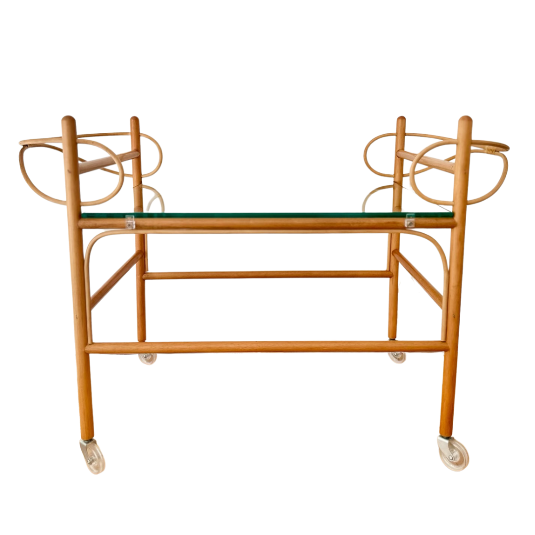 1970s Sculptural Pencil Reed Bar Trolley
