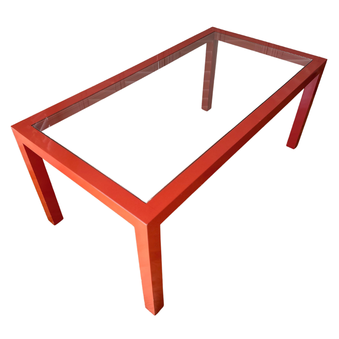 1980s Red Lacquered Parson's Style Table