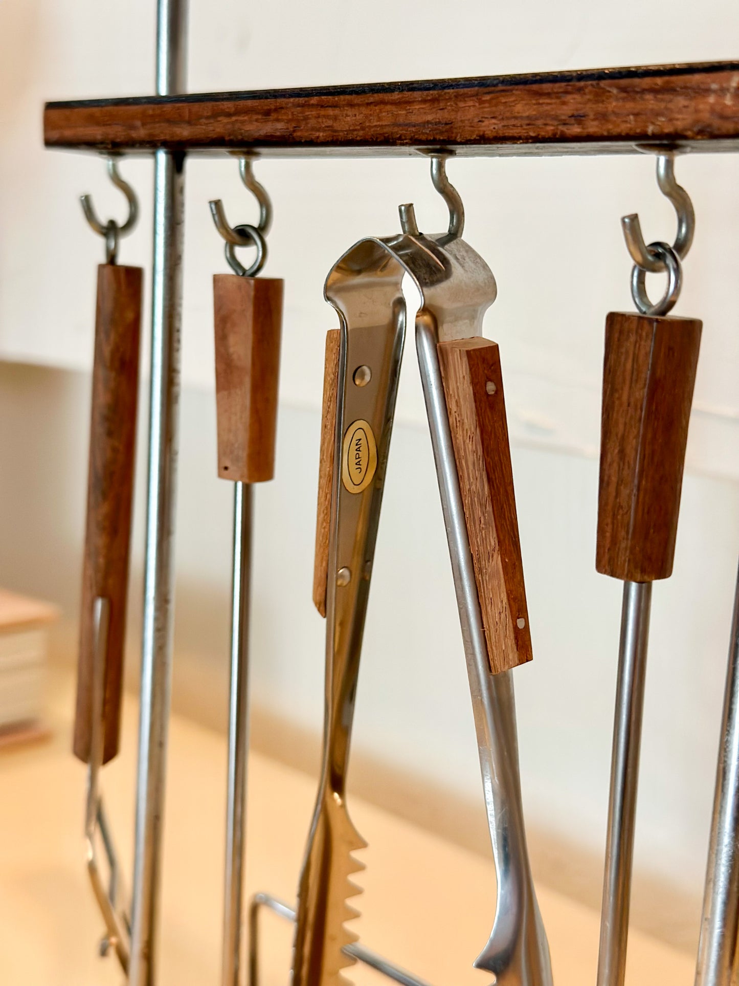 1960s MCM Wood & Steel Bar Tool Set