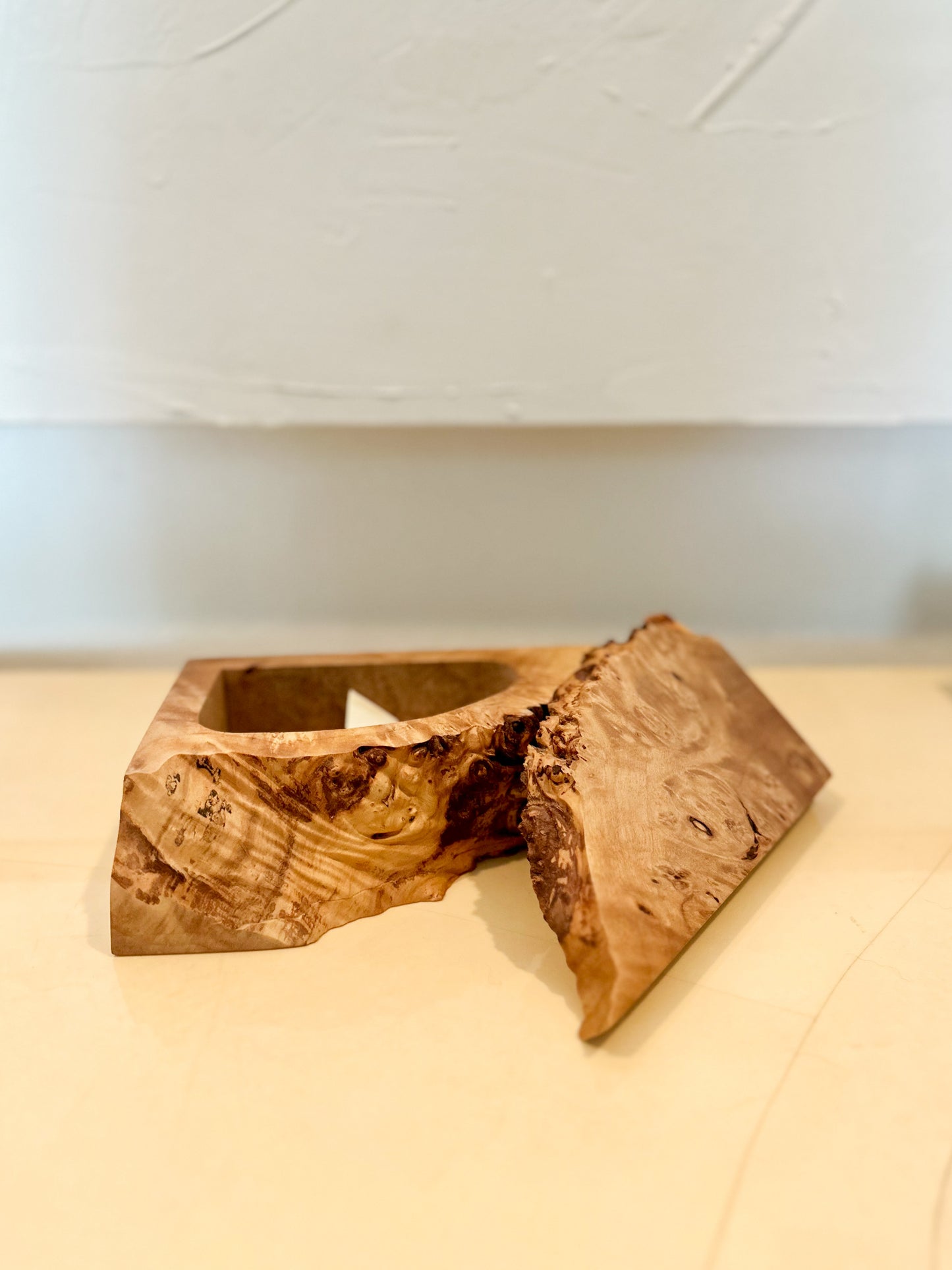 1980s Michael Elkan Studio Signed Birdseye Maple Burlwood Box