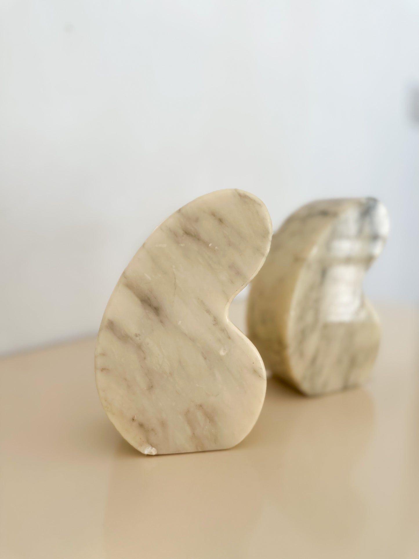 1970s Handcarved Italian Alabaster Apostrophe Bookends