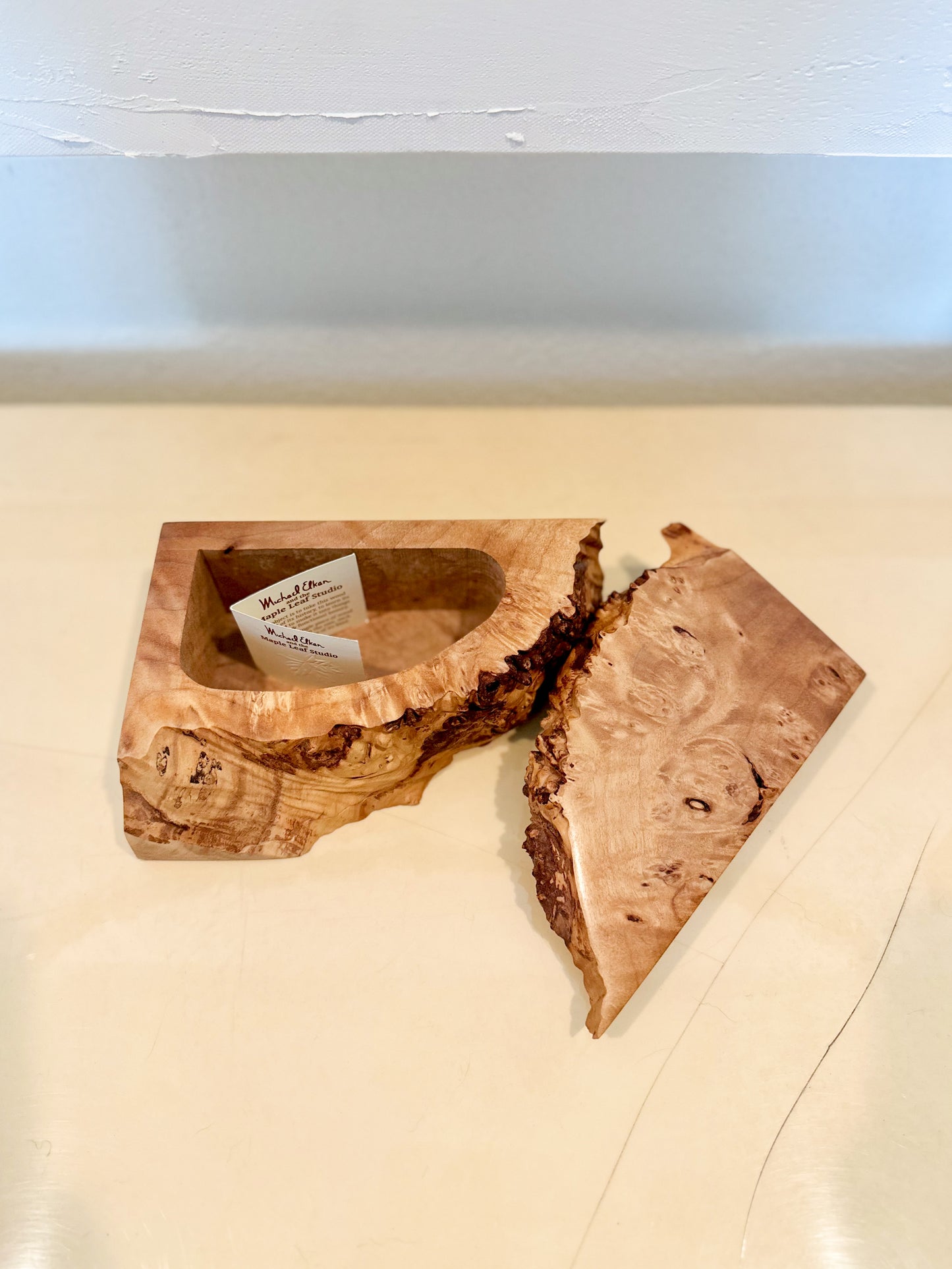 1980s Michael Elkan Studio Signed Birdseye Maple Burlwood Box