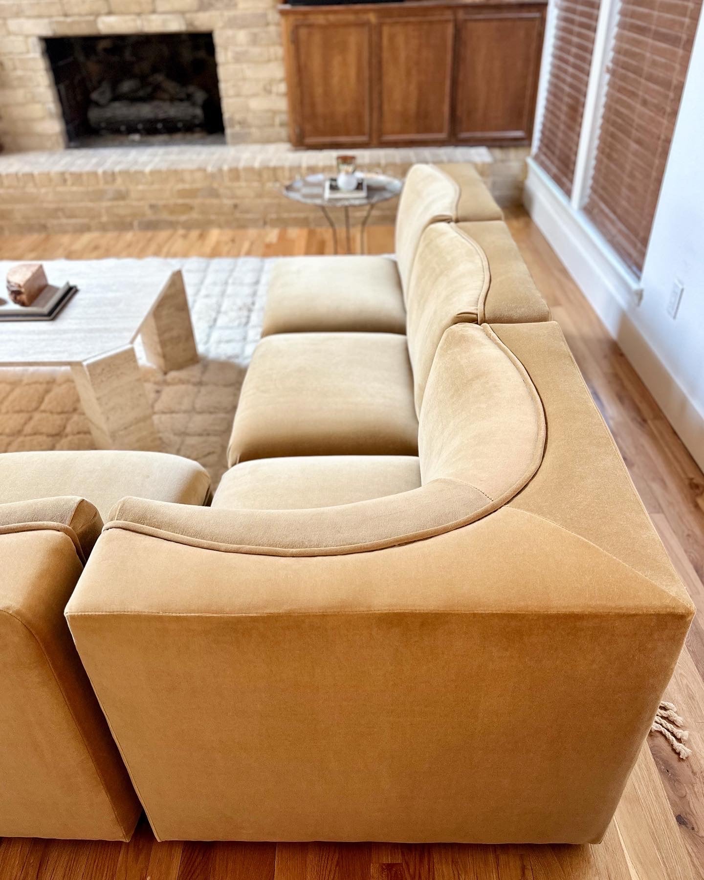 1980s Modular Sectional in New Camel Velvet, 6 Pieces