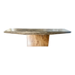 1970s Monumental Console With Distressed Finish and Mirrored Base