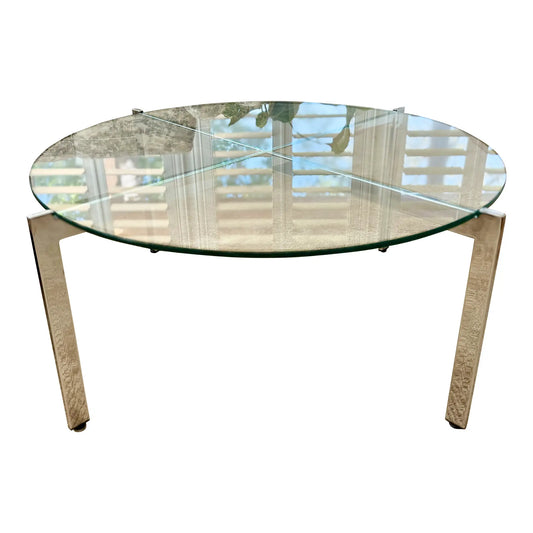 1970s Round Glass and Chrome Coffee Table by Milo Baughman