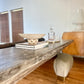 1970s Monumental Console With Distressed Finish and Mirrored Base