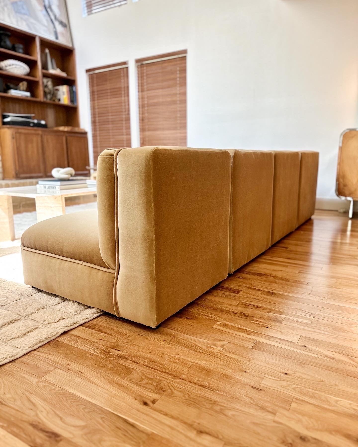 1980s Modular Sectional in New Camel Velvet, 6 Pieces