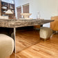 1970s Monumental Console With Distressed Finish and Mirrored Base
