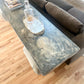 1970s Monumental Console With Distressed Finish and Mirrored Base