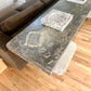 1970s Monumental Console With Distressed Finish and Mirrored Base