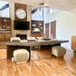 1970s Monumental Console With Distressed Finish and Mirrored Base