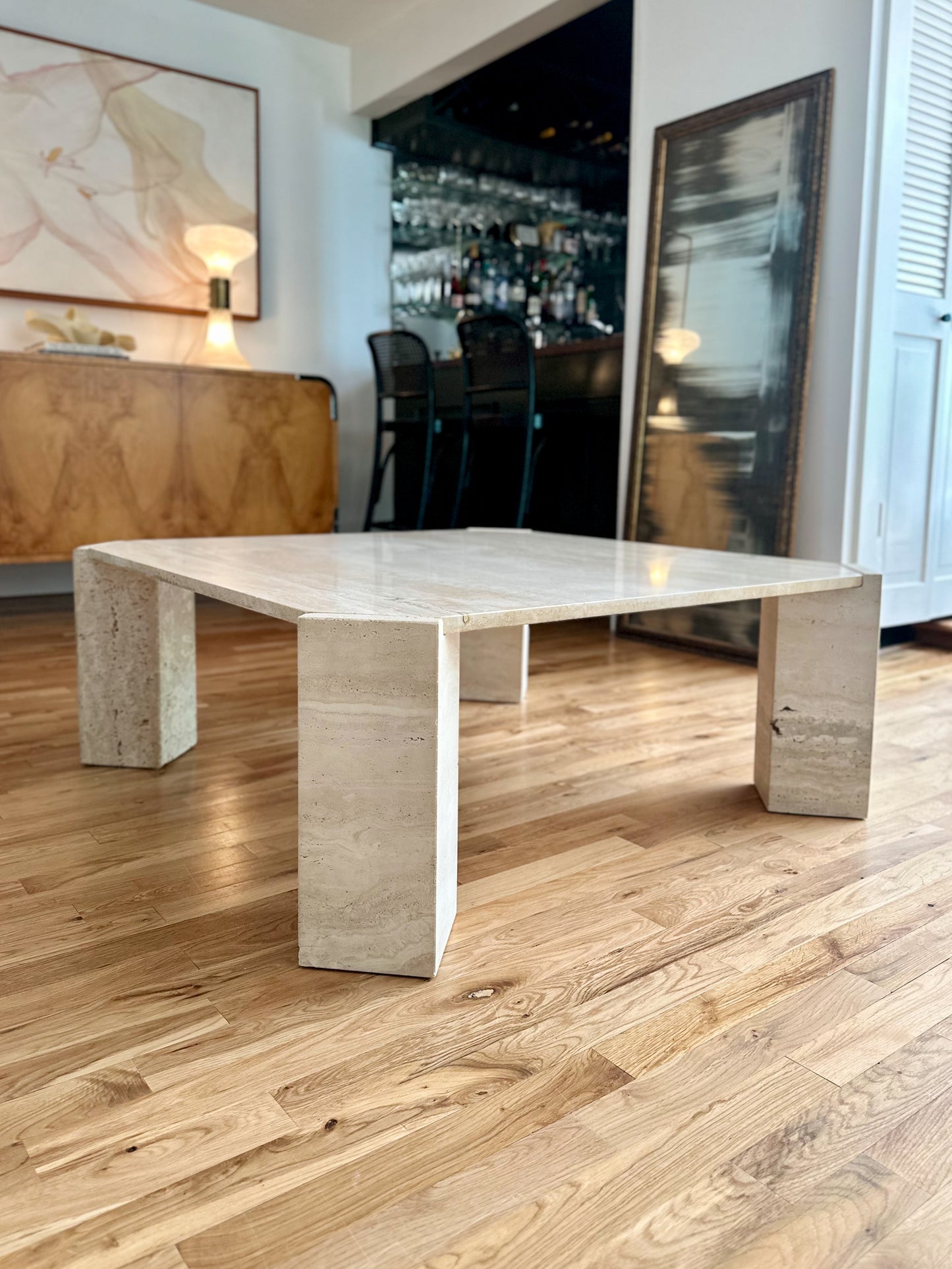 1970s Italian Travertine Coffee Table by Stone International