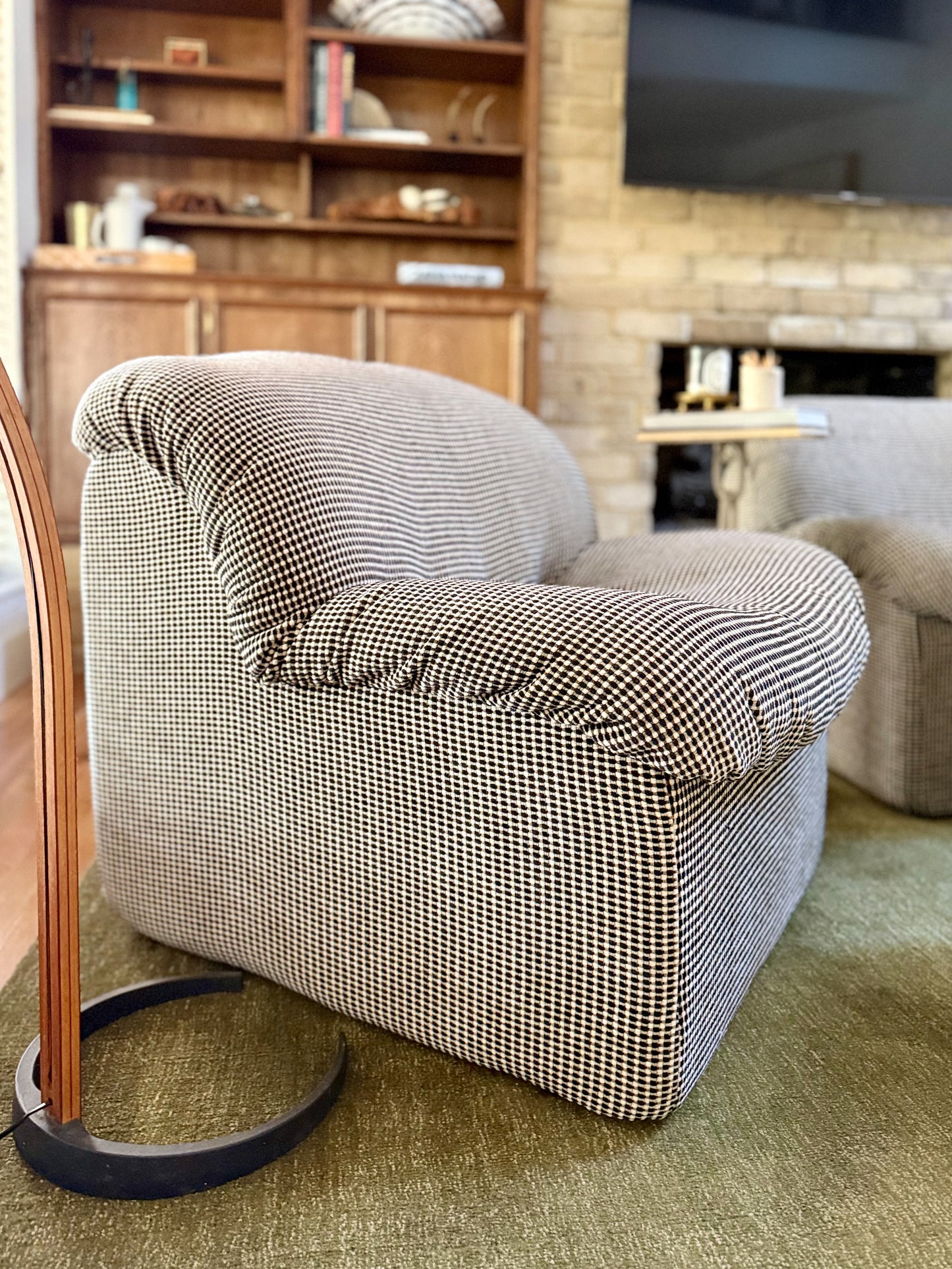 1980s Lounge Chairs in New Kelly Wearstler Chenille - a pair