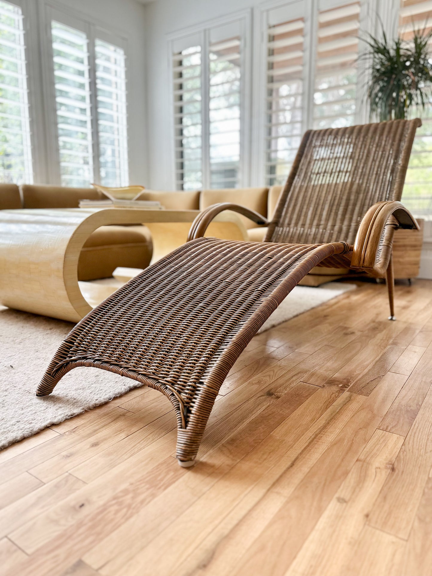 2000s Sculptural Wicker Chaise