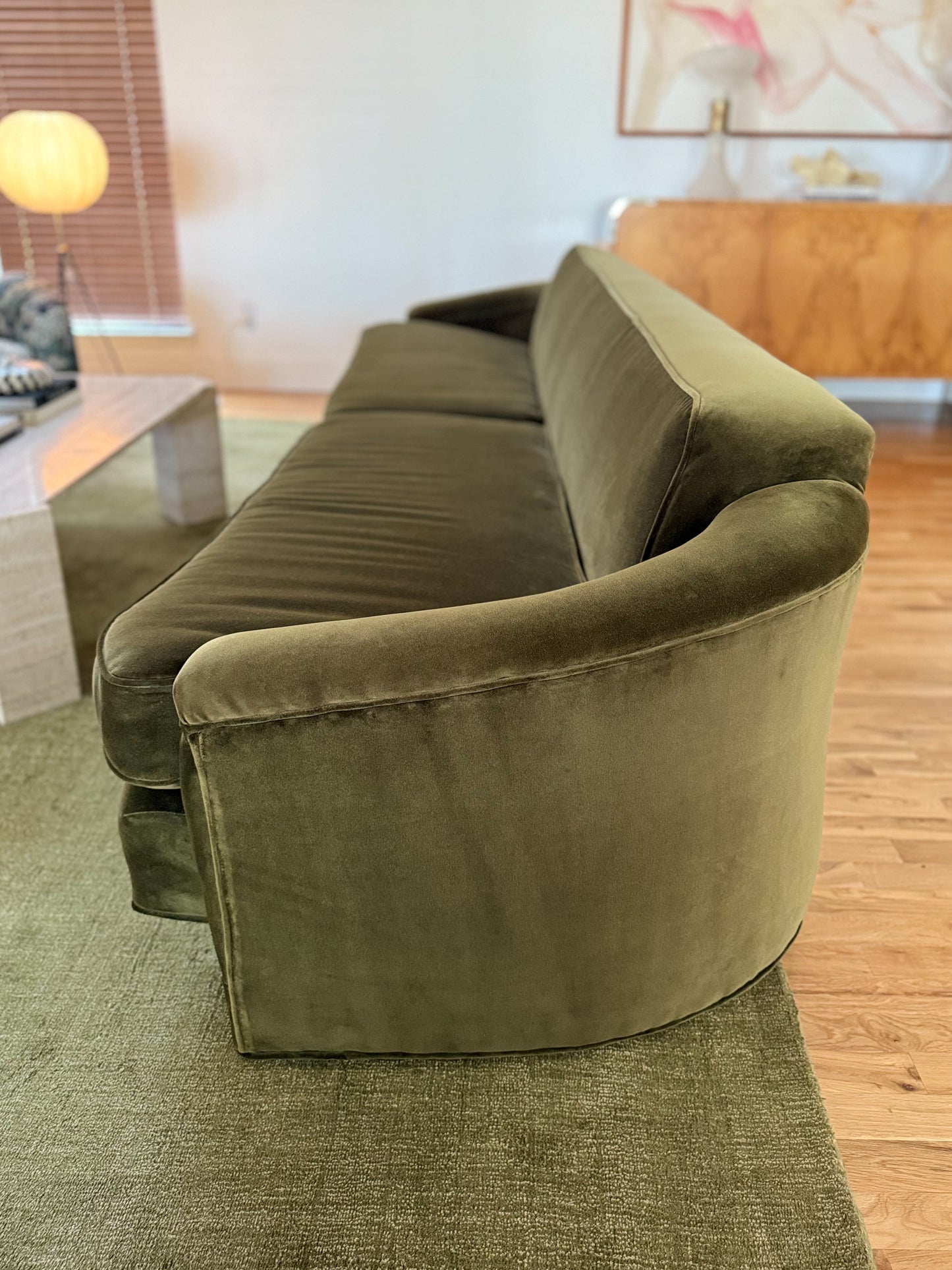 1960s 9ft Olive Mid-Century Modern Sofa