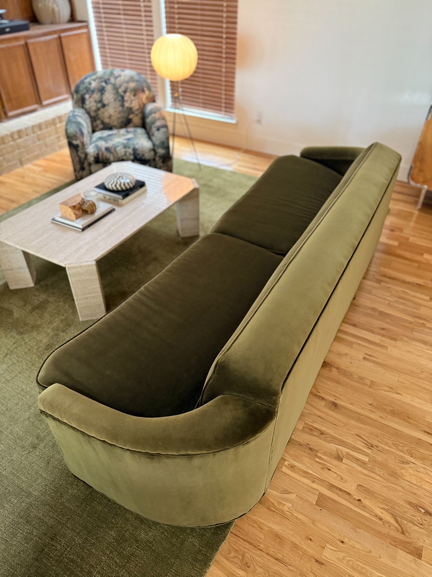 1960s 9ft Olive Mid-Century Modern Sofa
