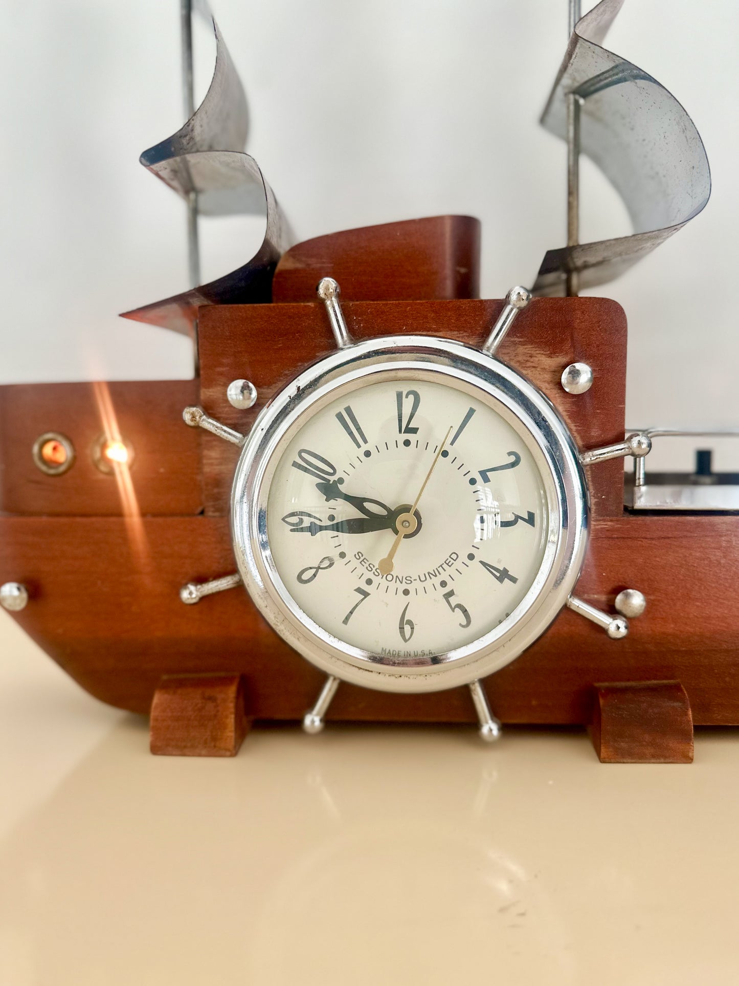 1960s Ship Clock and Night Light by United Clock Corp