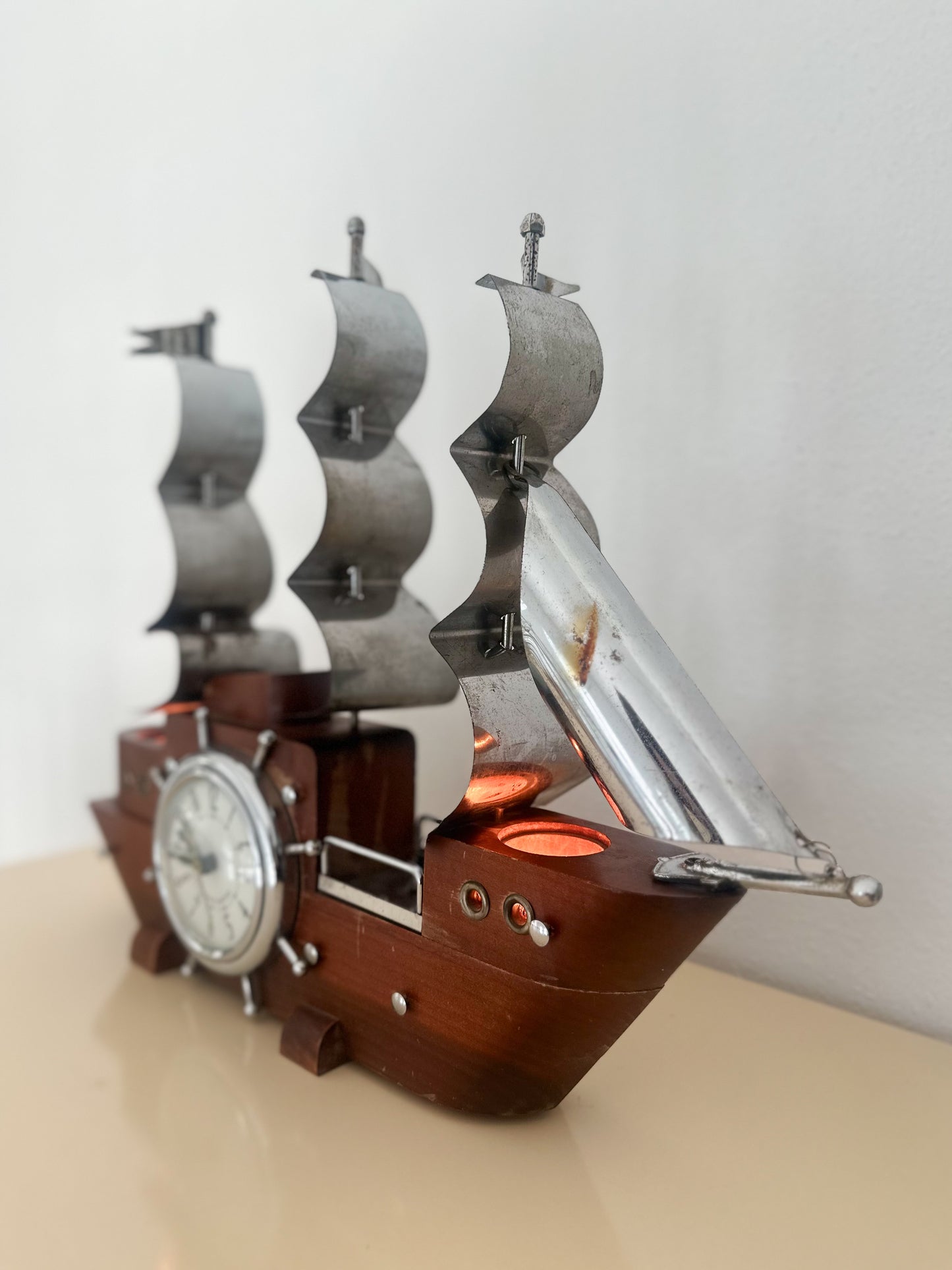 1960s Ship Clock and Night Light by United Clock Corp