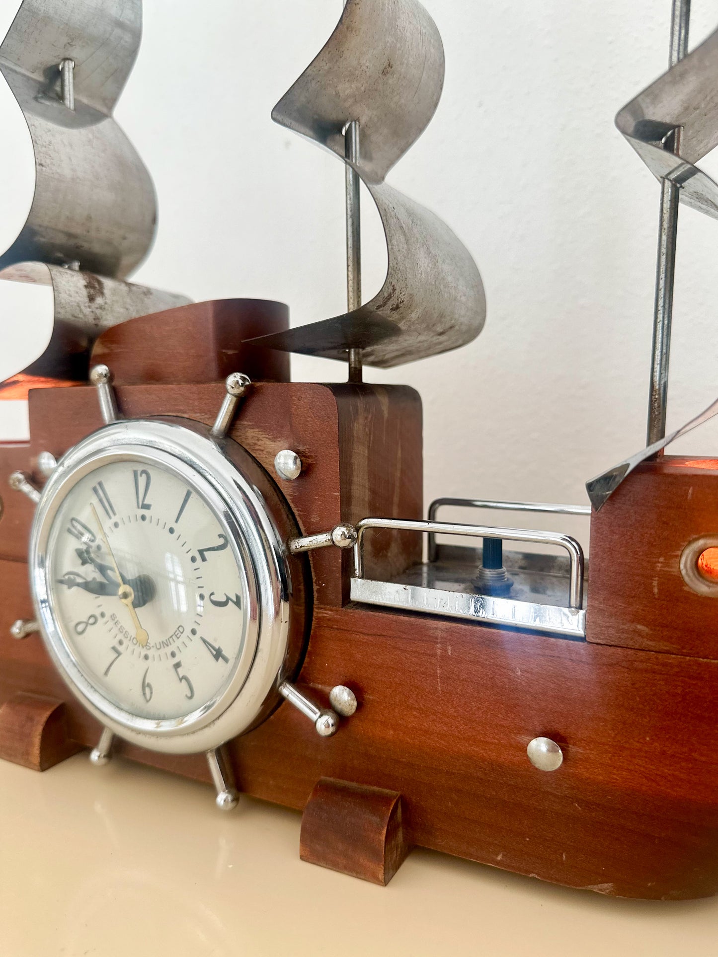 1960s Ship Clock and Night Light by United Clock Corp