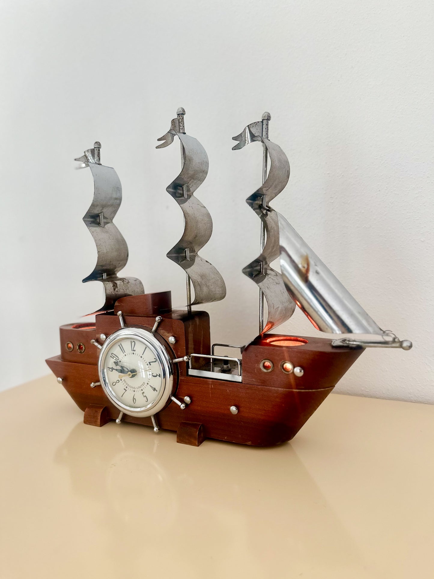 1960s Ship Clock and Night Light by United Clock Corp