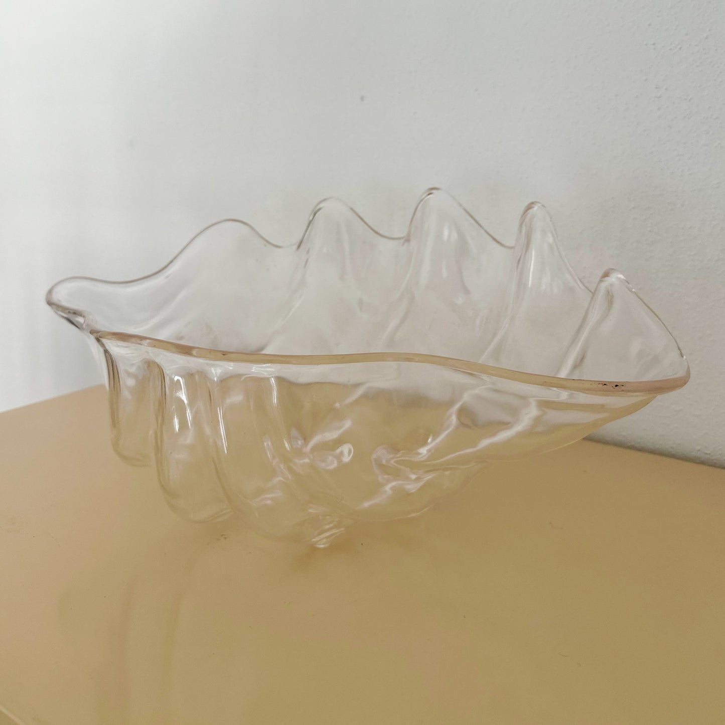 Large Vintage Lucite Clamshell Bowl