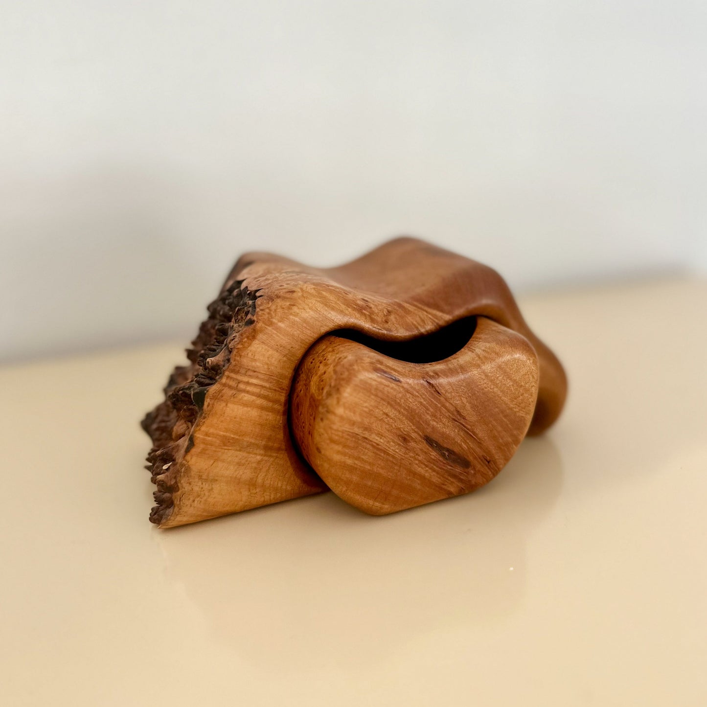 1970s Burl Wood Puzzle Stash Box by Fred & Marilyn Buss