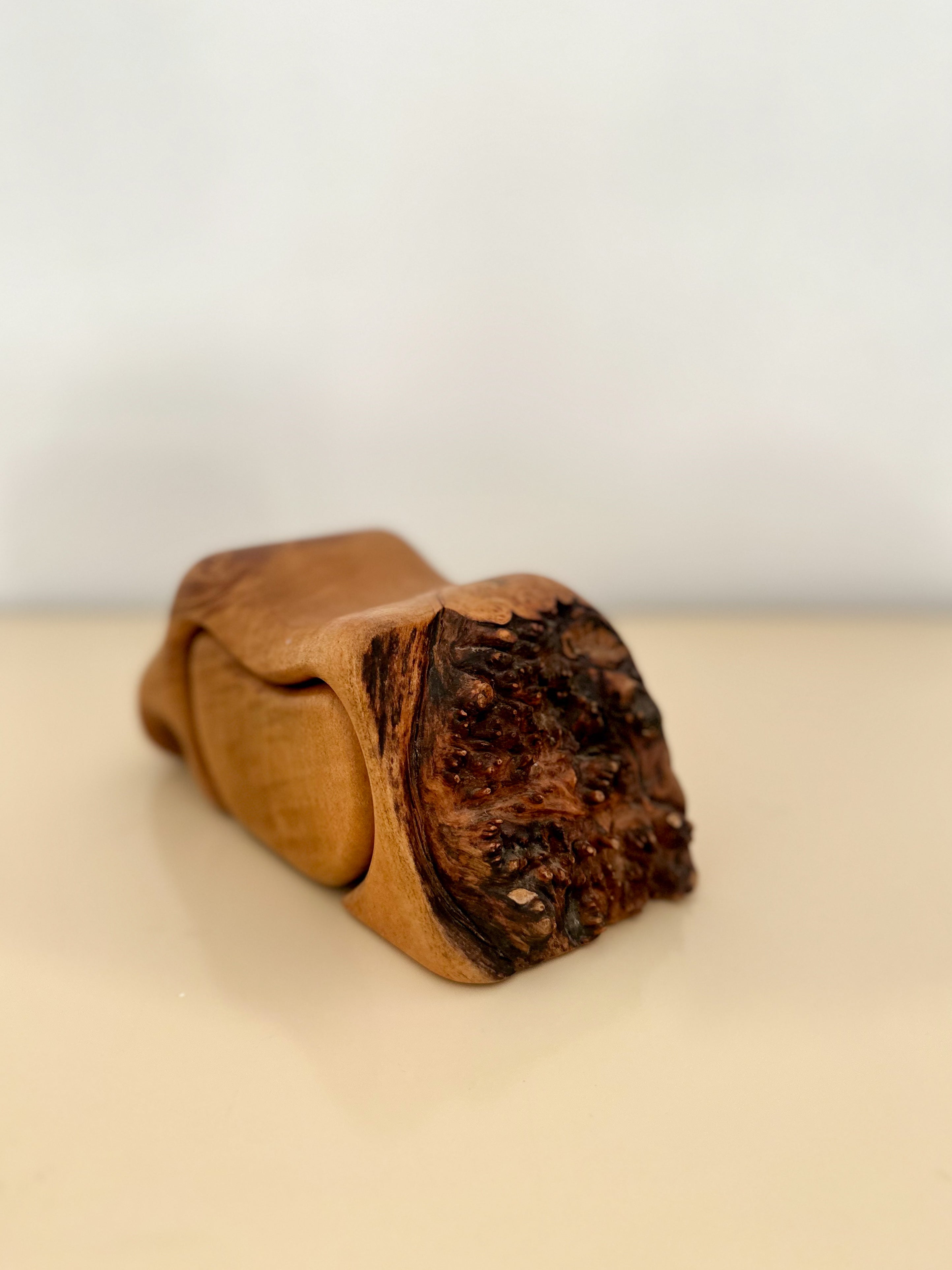 1970s Burl Wood Puzzle Stash Box by Fred & Marilyn Buss – Moonpool