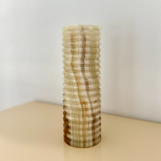 Vintage Ribbed Alabaster Vase