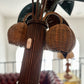 1980s Pencil Reed and Wicker Palm Tree Floor Lamp