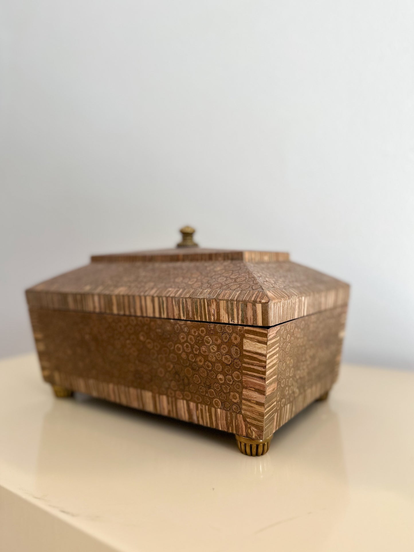 1980s Maitland Smith Resin Box with Brass Details