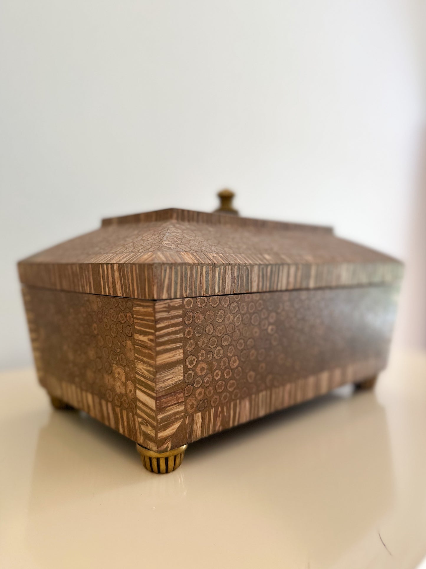 1980s Maitland Smith Resin Box with Brass Details