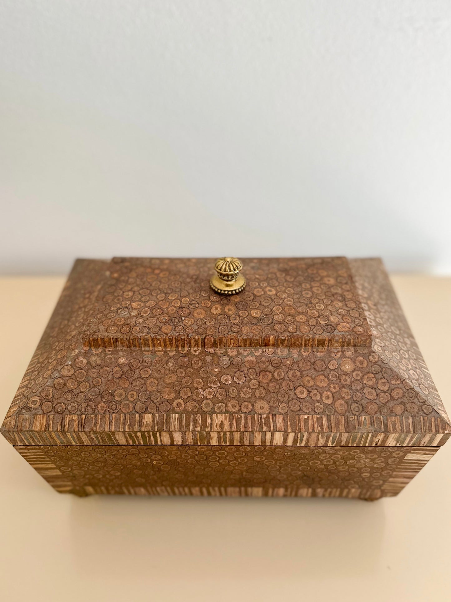 1980s Maitland Smith Resin Box with Brass Details